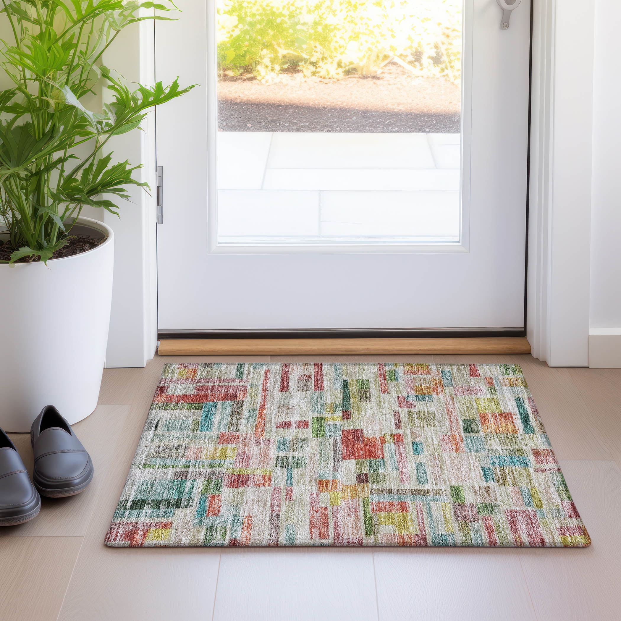 Paprika Multicolor Rectangular Washable Indoor/Outdoor Area Rug