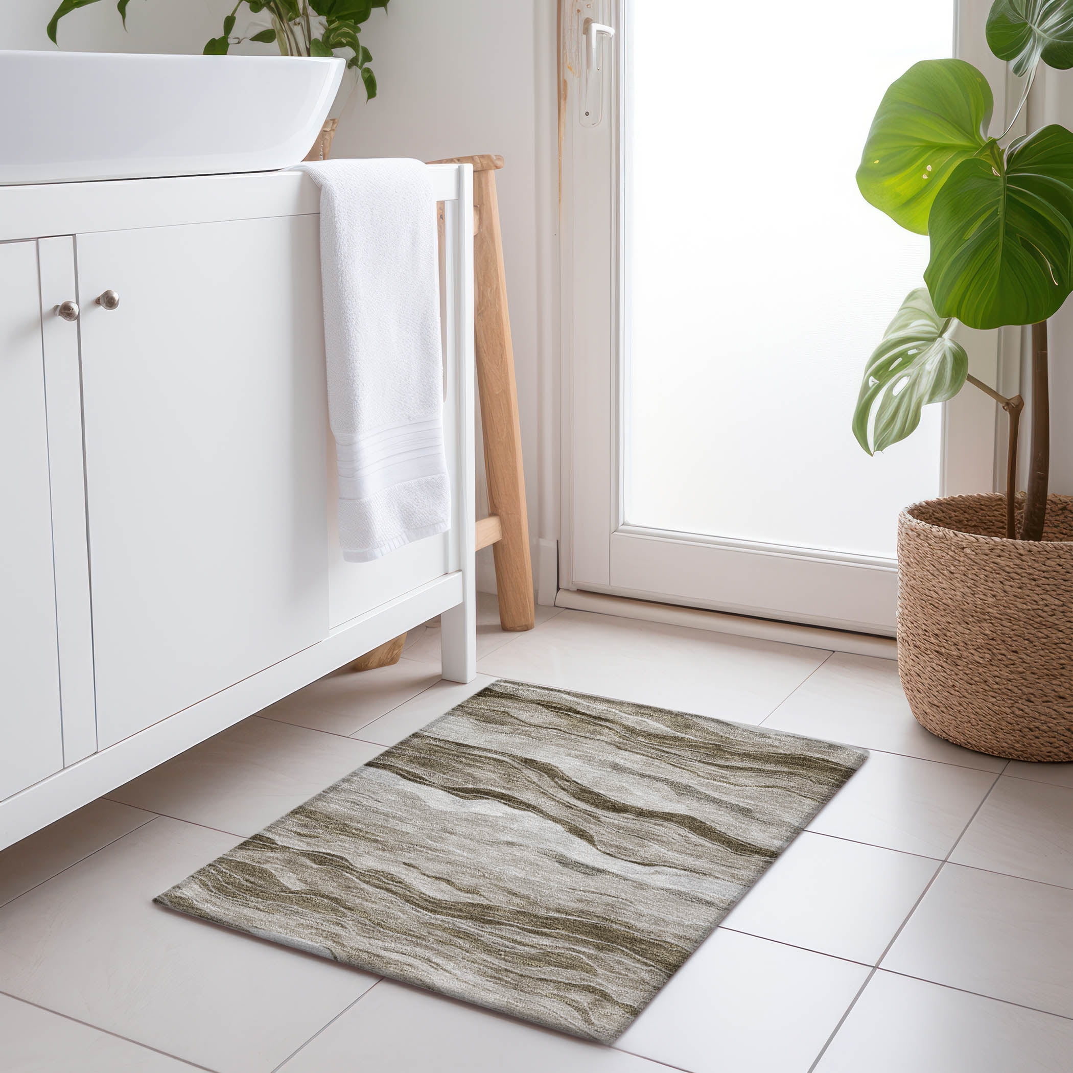 Addison Brown Flat Woven Washable Indoor/Outdoor Rug 20" x 30"