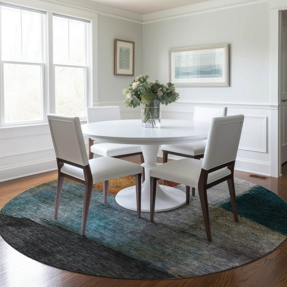Addison Rugs Chantille Indoor/Outdoor Transitional Squares Copper Washable Round Rug, 8' x 8'