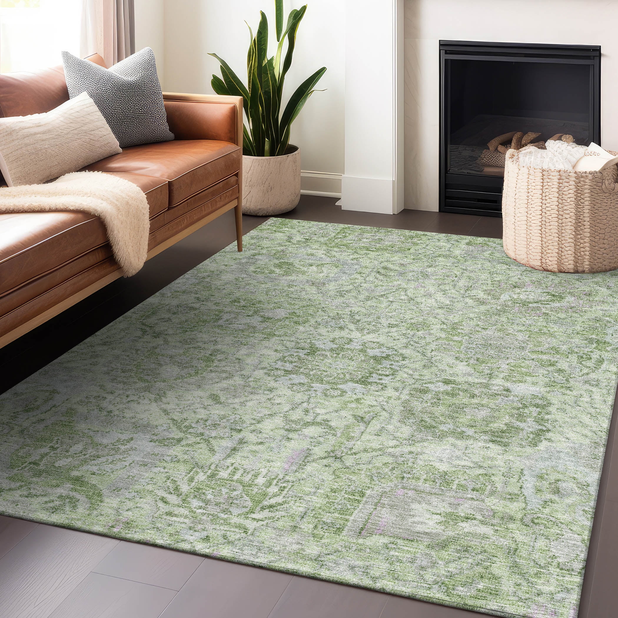 Red Rectangular Easy Care Washable Synthetic Rug