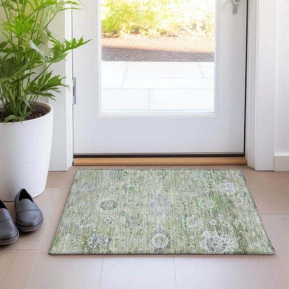 Addison Rugs Chantille Indoor/Outdoor Traditional Global Mint Washable Rectangle Rug, 1'8" x 2'6"