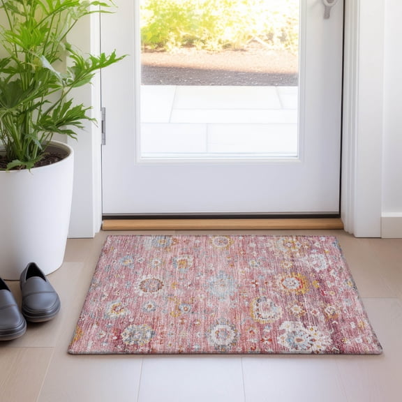 Addison Rugs Chantille Indoor/Outdoor Traditional Global Pink Washable Rectangle Rug, 1'8" x 2'6"