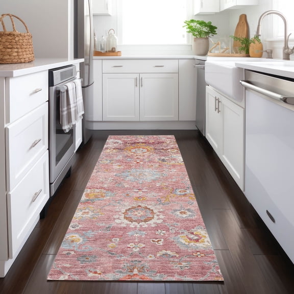 Addison Rugs Chantille Indoor/Outdoor Traditional Global Pink Washable Runner Rug, 2'3" x 7'6"