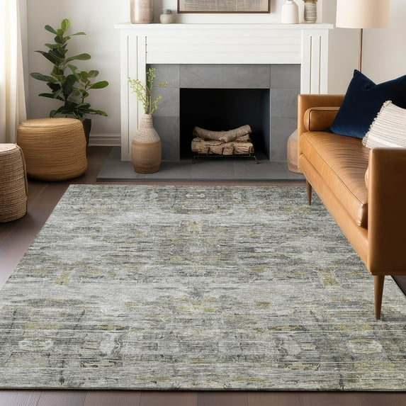 Addison Rugs Chantille Indoor/Outdoor Transitional Modern Gray Washable Rectangle Rug, 5' x 7'6"
