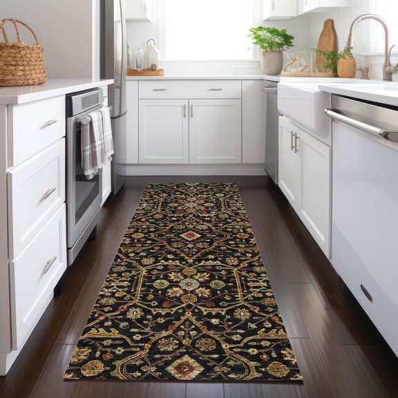 Addison Rugs Chantille Indoor/Outdoor Transitional Geometric, Abstract Black Washable Runner Rug, 2'3" x 7'6"