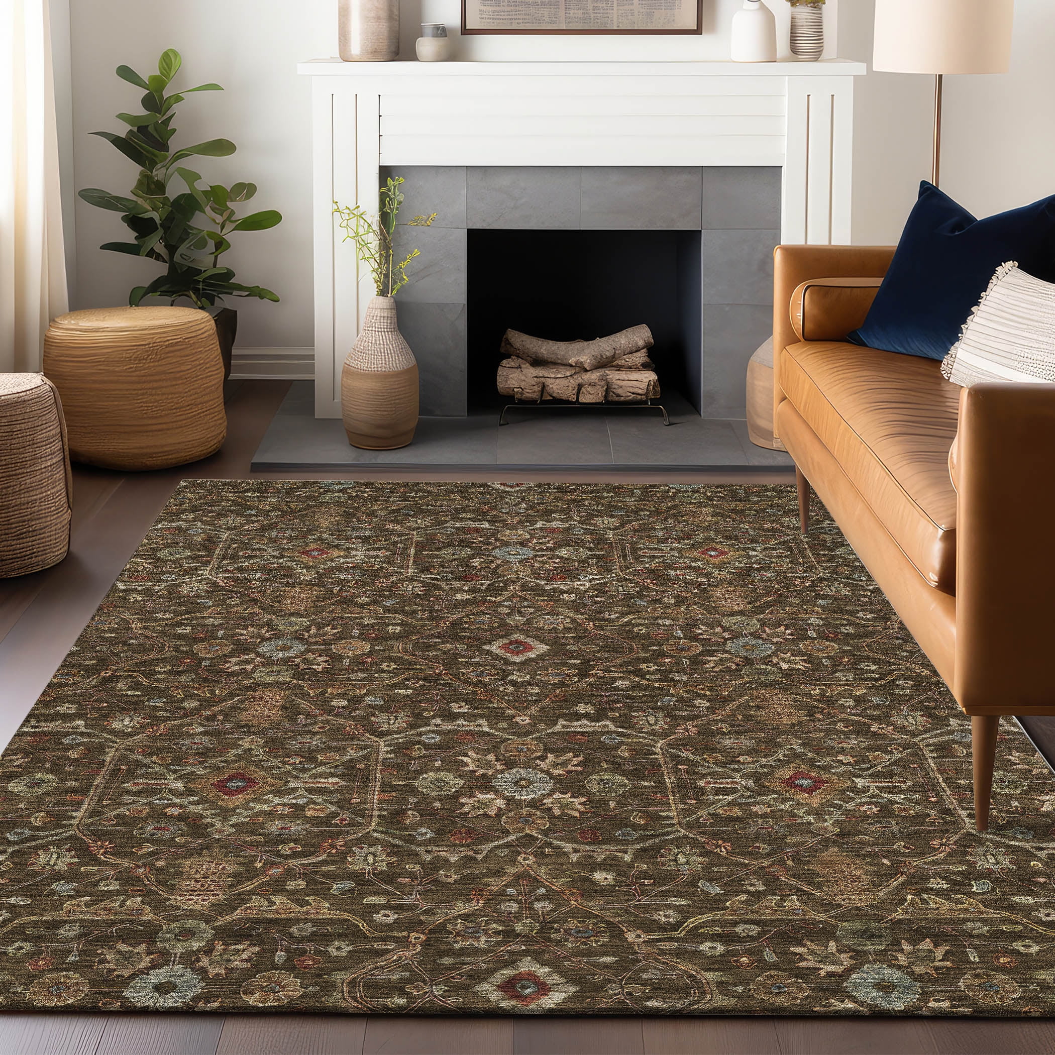 Chocolate Flat Woven Synthetic 3' x 5' Area Rug