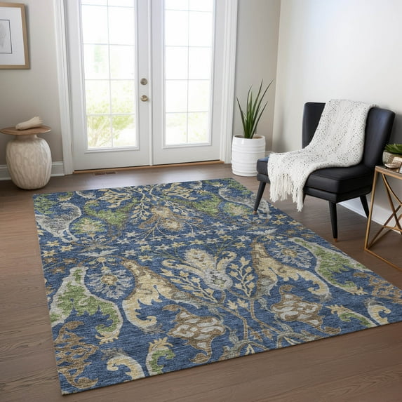 Addison Rugs Chantille Indoor/Outdoor Transitional Global Navy Washable Rectangle Rug, 3' x 5'