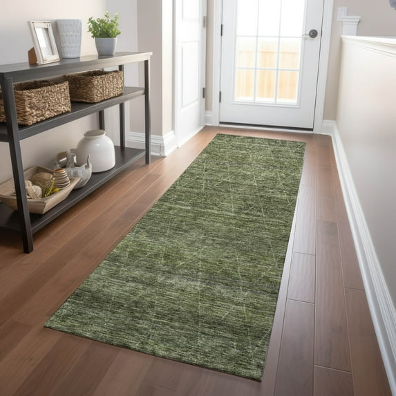 Addison Rugs Chantille Indoor/Outdoor Transitional Geometric Olive Washable Runner Rug, 2'3" x 7'6"