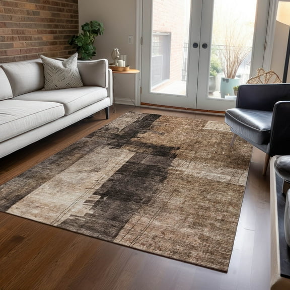 Addison Rugs Chantille Indoor/Outdoor Transitional Abstract Brown Washable Rectangle Rug, 10' x 14'