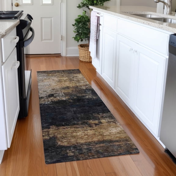 Addison Rugs Chantille Indoor/Outdoor Transitional Abstract Charcoal Washable Runner Rug, 2'3" x 7'6"