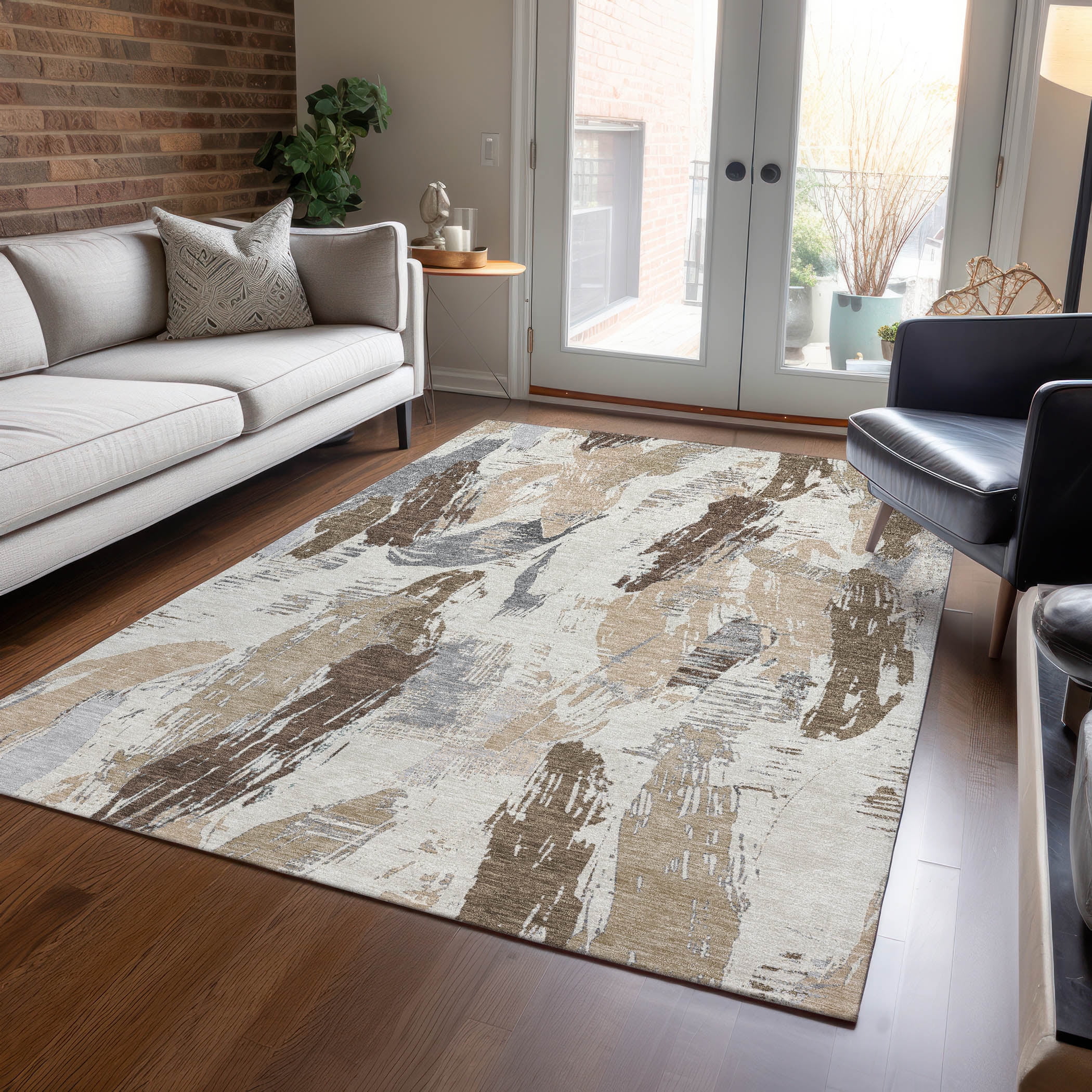 Ivory Rectangular Synthetic Flat Woven Rug 2'6" x 3'10"