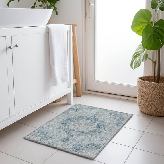 Addison Rugs Chantille Indoor/Outdoor Traditional Global Blue Washable Rectangle Rug, 1'8" x 2'6"