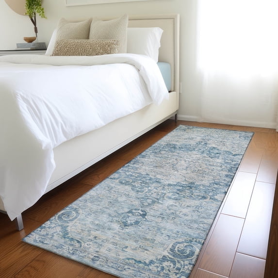 Addison Rugs Chantille Indoor/Outdoor Traditional Global Blue Washable Runner Rug, 2'3" x 7'6"
