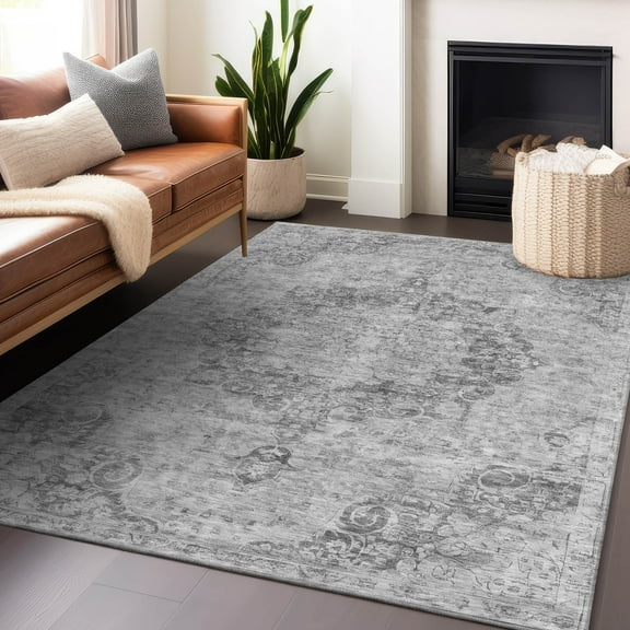 Addison Rugs Chantille Indoor/Outdoor Traditional Global Silver Washable Rectangle Rug, 10' x 14'