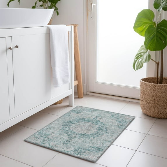 Addison Rugs Chantille Indoor/Outdoor Traditional Global Teal Washable Rectangle Rug, 1'8" x 2'6"