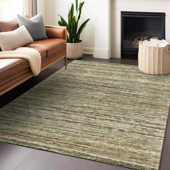 Addison Rugs Chantille Indoor/Outdoor Transitional Stripes Beige Washable Rectangle Rug, 10' x 14'