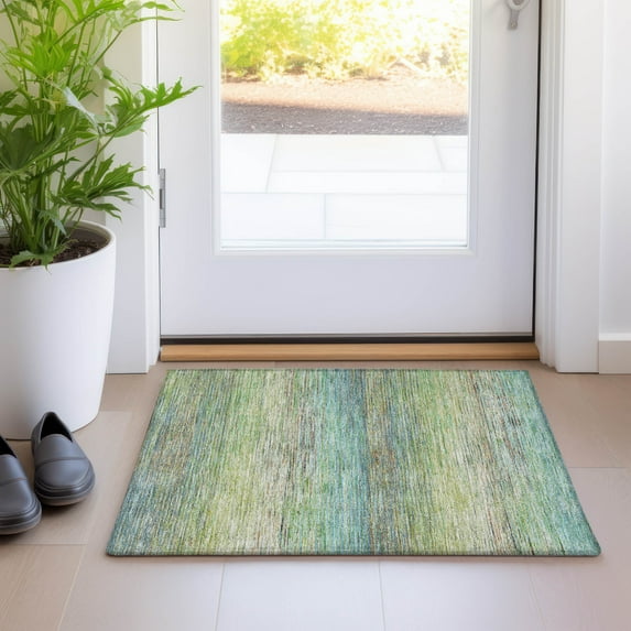 Addison Rugs Chantille Indoor/Outdoor Transitional Stripes Aloe Washable Rectangle Rug, 1'8" x 2'6"