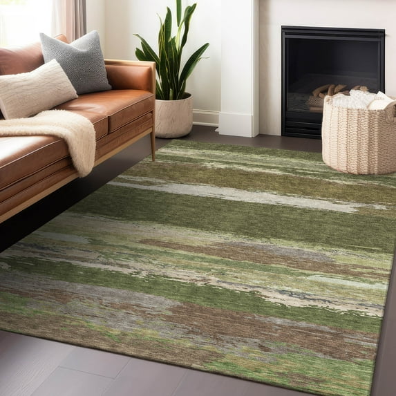 Addison Rugs Chantille Indoor/Outdoor Transitional Modern Olive Washable Rectangle Rug, 3' x 5'