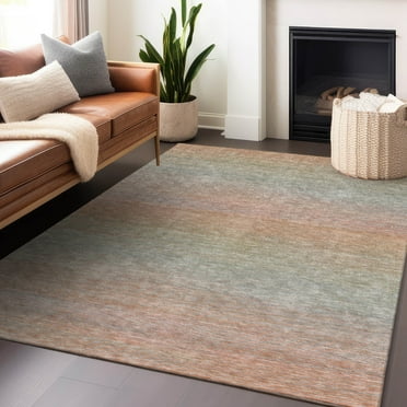 Addison Rugs Chantille Indoor/Outdoor Transitional Stripes Coral Washable Rectangle Rug, 10' x 14'
