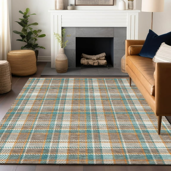 Addison Rugs Chantille Indoor/Outdoor Transitional Plaid Taupe Washable Rectangle Rug, 2'6" x 3'10"