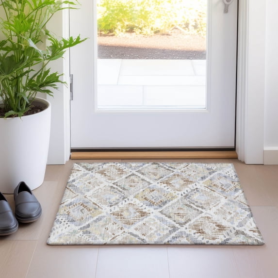 Addison Rugs Chantille Indoor/Outdoor Transitional Diamonds Ivory Washable Rectangle Rug, 1'8" x 2'6"