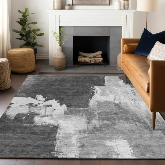 Addison Rugs Chantille Indoor/Outdoor Transitional Abstract Gray Washable Rectangle Rug, 10' x 14'