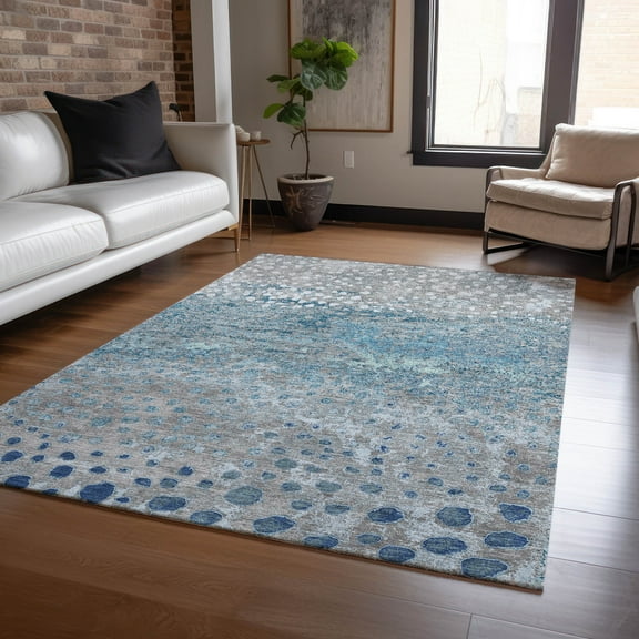 Addison Rugs Chantille Indoor/Outdoor Transitional Dots Gray Washable Rectangle Rug, 10' x 14'