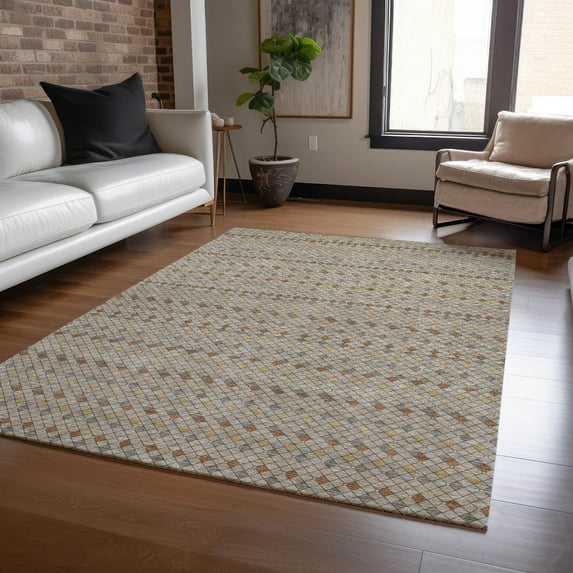 Addison Rugs Chantille Indoor/Outdoor Transitional Stripes Taupe Washable Rectangle Rug, 10' x 14'