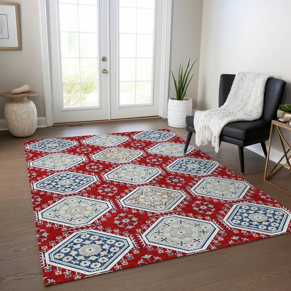 Addison Rugs Chantille Indoor/Outdoor Transitional Formal Red Washable Rectangle Rug, 10' x 14'