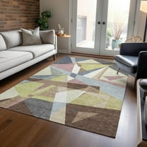 Addison Rugs Chantille Indoor/Outdoor Transitional Geometric Khaki Washable Rectangle Rug, 10' x 14'