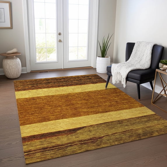 Addison Rugs Chantille Indoor/Outdoor Transitional Stripes Terracotta Washable Rectangle Rug, 9' x 12'