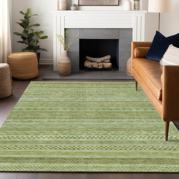 Addison Rugs Chantille Indoor/Outdoor Transitional Stripes Cactus Washable Rectangle Rug, 9' x 12'