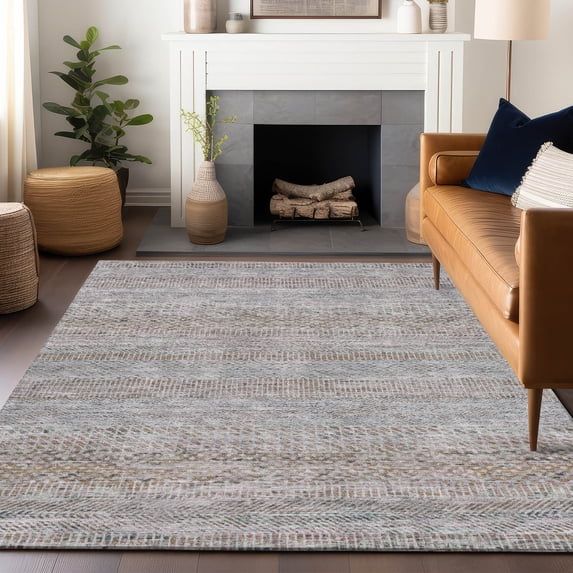 Addison Rugs Chantille Indoor/Outdoor Transitional Stripes Linen Washable Rectangle Rug, 3' x 5'