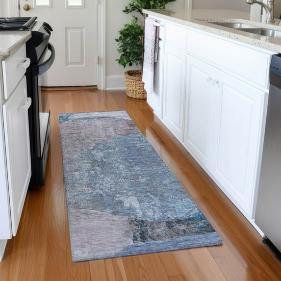 Addison Rugs Chantille Indoor/Outdoor Transitional Modern Blue Washable Runner Rug, 2'3" x 7'6"