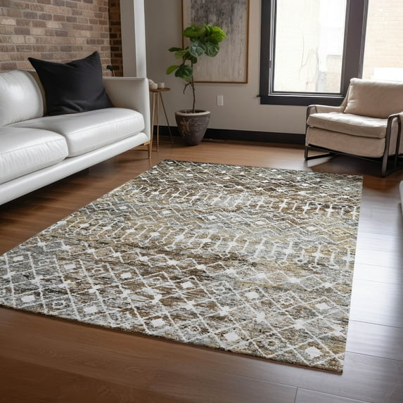 Addison Rugs Chantille Indoor/Outdoor Transitional Geometric Brown Washable Rectangle Rug, 10' x 14'