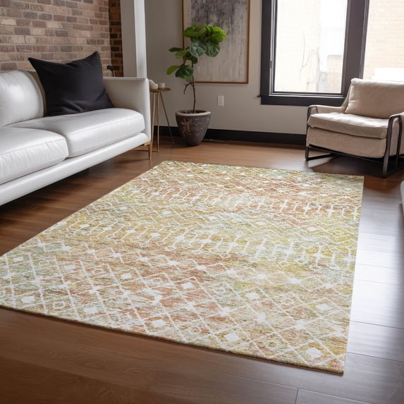 Addison Rugs Chantille Indoor/Outdoor Transitional Geometric Peach Washable Rectangle Rug, 10' x 14'