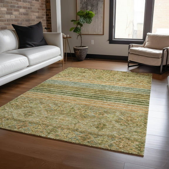 Addison Rugs Chantille Indoor/Outdoor Transitional Stripes Aloe Washable Rectangle Rug, 10' x 14'