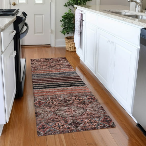 Addison Rugs Chantille Indoor/Outdoor Transitional Stripes Paprika Washable Runner Rug, 2'3" x 7'6"
