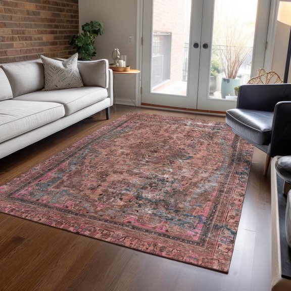 Addison Rugs Chantille Indoor/Outdoor Traditional Global Pink Washable Rectangle Rug, 8' x 10'