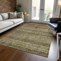 Addison Rugs Chantille Indoor/Outdoor Transitional Stripes Brown Washable Rectangle Rug, 10' x 14'