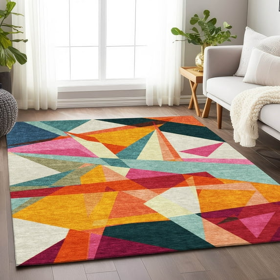 Addison Rugs Chantille Indoor/Outdoor Transitional Geometric Ivory Washable Rectangle Rug, 9' x 12'