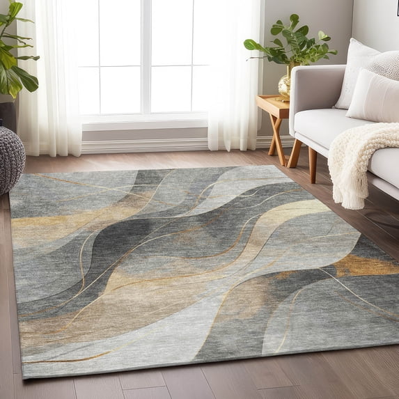 Addison Rugs Chantille Indoor/Outdoor Transitional Swirls Gray Washable Rectangle Rug, 2'6" x 3'10"
