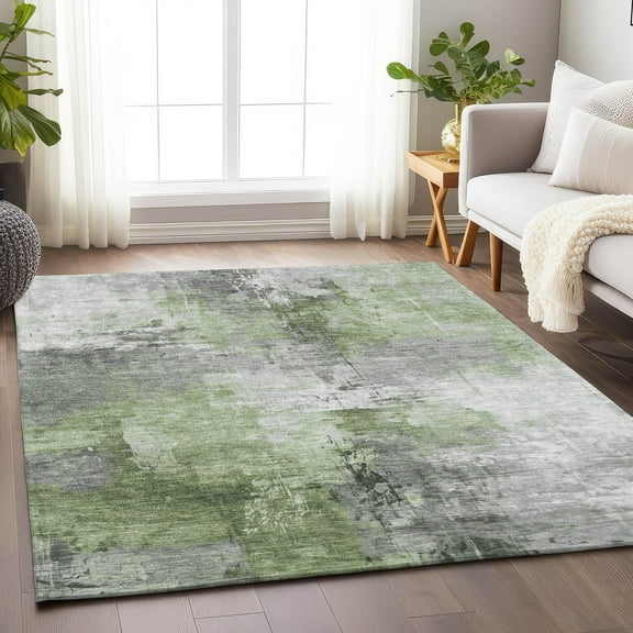Addison Rugs Chantille Indoor/Outdoor Transitional Abstract Green Washable Rectangle Rug, 10' x 14'