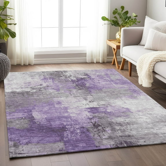 Addison Rugs Chantille Indoor/Outdoor Transitional Abstract Purple Washable Rectangle Rug, 9' x 12'