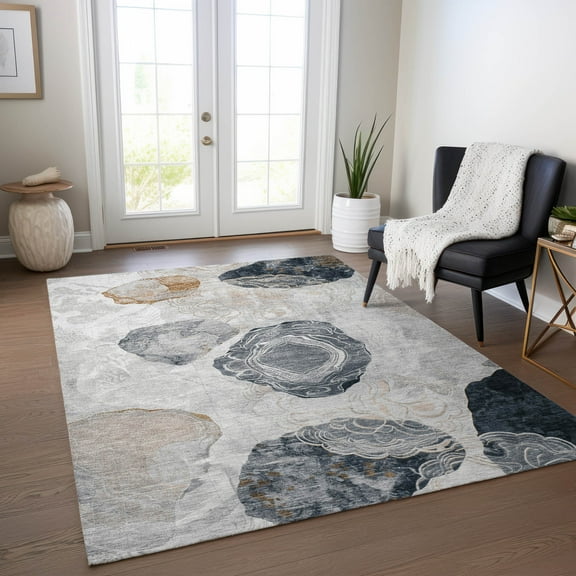 Addison Rugs Chantille Indoor/Outdoor Transitional Geometric Gray Washable Rectangle Rug, 10' x 14'