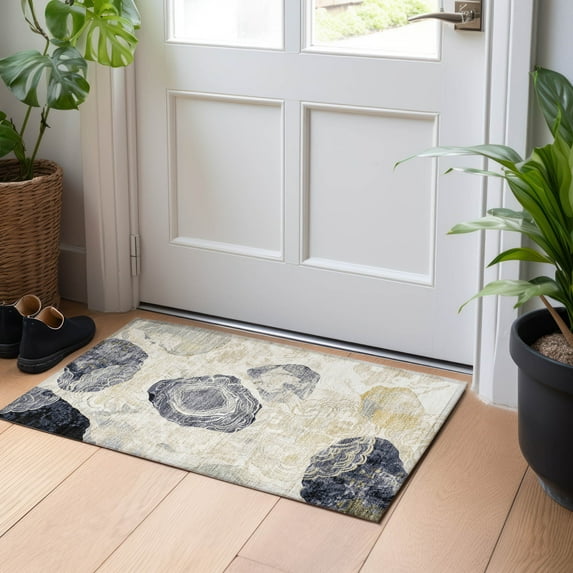 Addison Rugs Chantille Indoor/Outdoor Transitional Geometric Ivory Washable Rectangle Rug, 1'8" x 2'6"