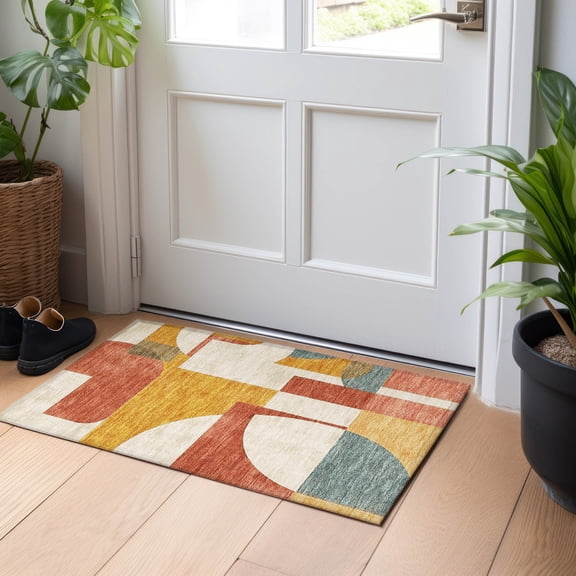 Addison Rugs Chantille Indoor/Outdoor Transitional Mid Century Coral Washable Rectangle Rug, 1'8" x 2'6"