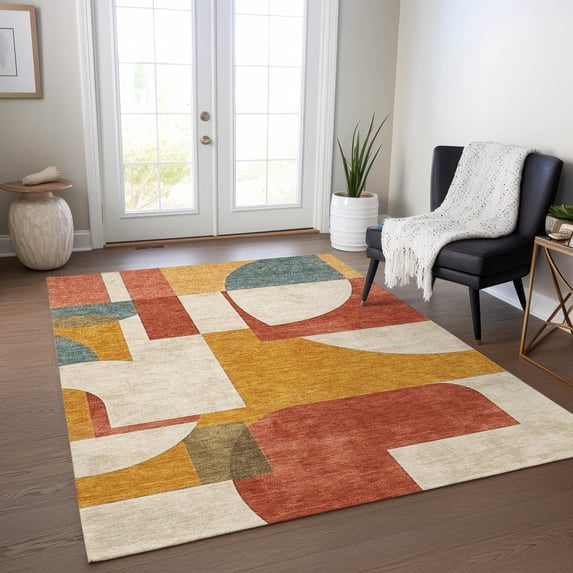 Addison Rugs Chantille Indoor/Outdoor Transitional Mid Century Coral Washable Rectangle Rug, 10' x 14'