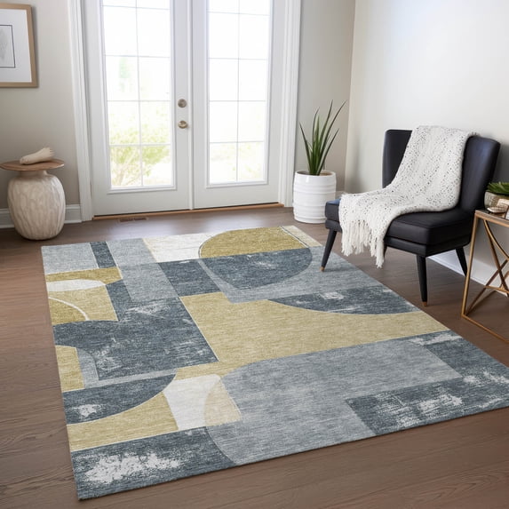 Addison Rugs Chantille Indoor/Outdoor Transitional Mid Century Gray Washable Rectangle Rug, 9' x 12'