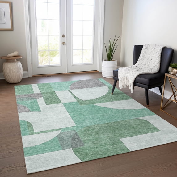 Addison Rugs Chantille Indoor/Outdoor Transitional Mid Century Green Washable Rectangle Rug, 10' x 14'